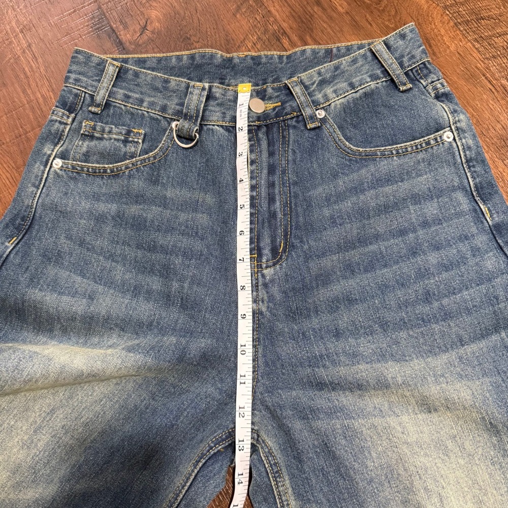 Mens Wide Leg Baggy Jeans Medium Wash Denim Streetwear Relaxed Fit 29x30 - Picture 8 of 8